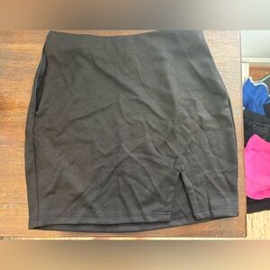 Black Mini Skirt With Slit